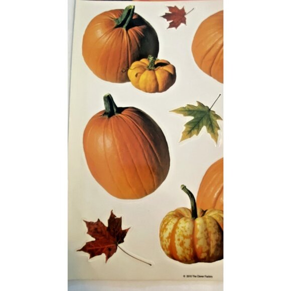 Fall Thanksgiving Window Clings Lot 4 Sheets Pumpkins Turkeys Vinyl 2010 Taiwan - Picture 15 of 16